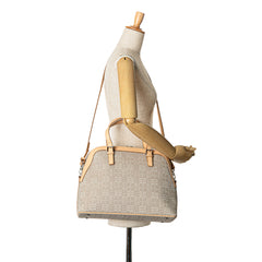 Leather Trimmed Canvas Dome Satchel