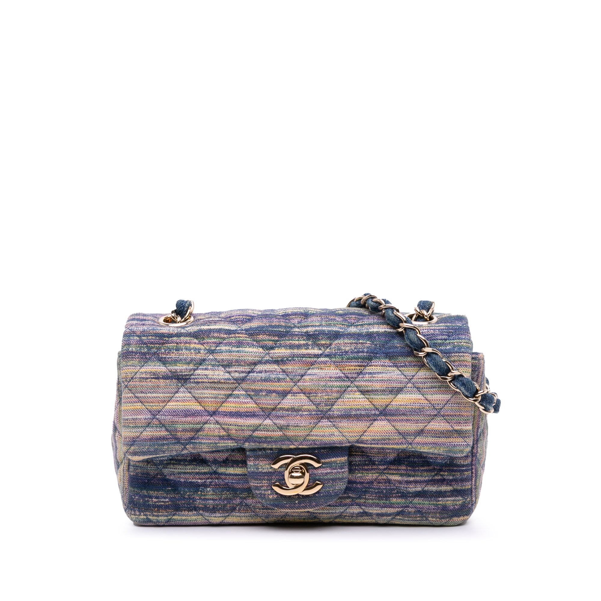 Mini Rectangular Multicolor Classic Denim Single Flap