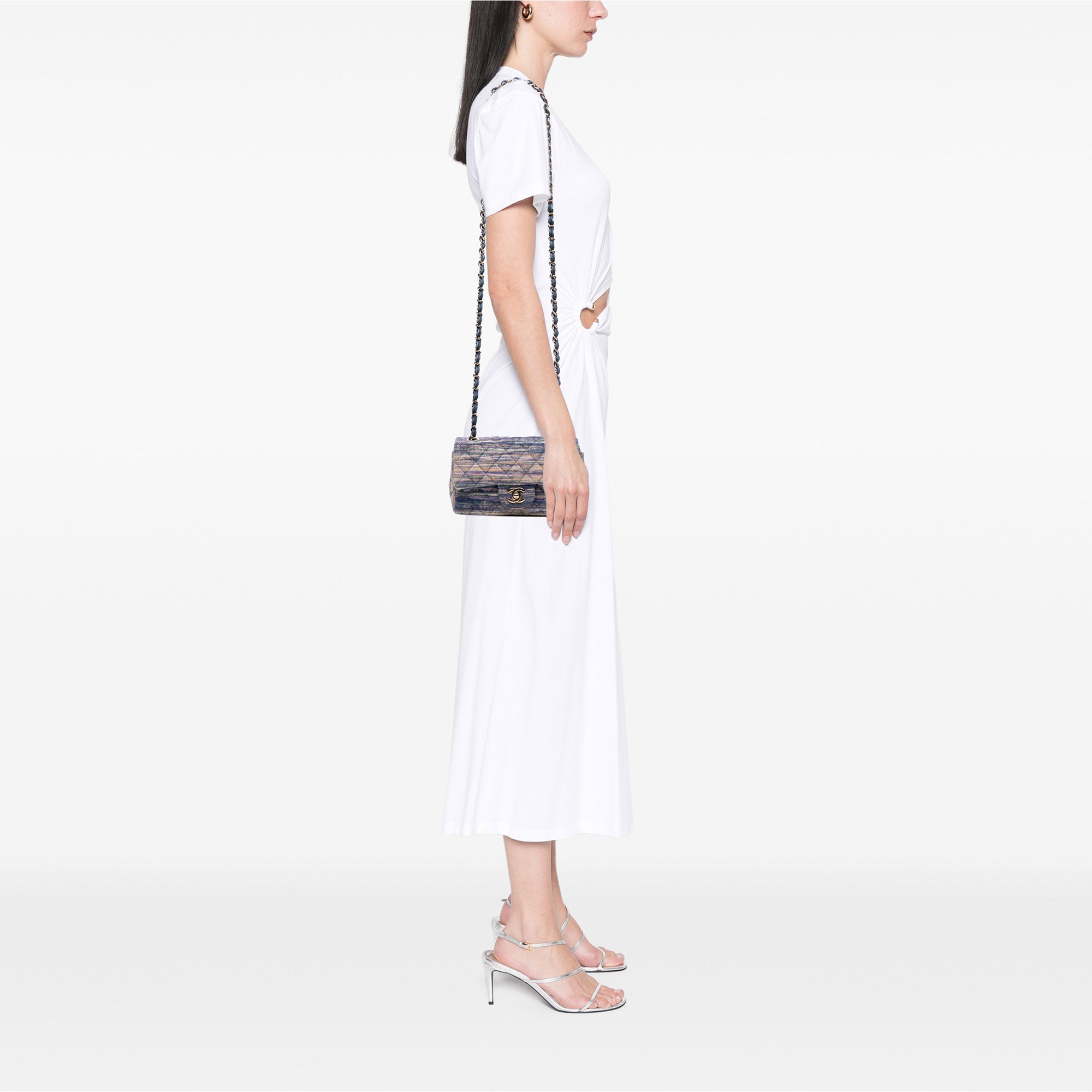 Mini Rectangular Multicolor Classic Denim Single Flap