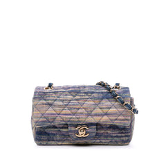 Mini Rectangular Multicolor Classic Denim Single Flap
