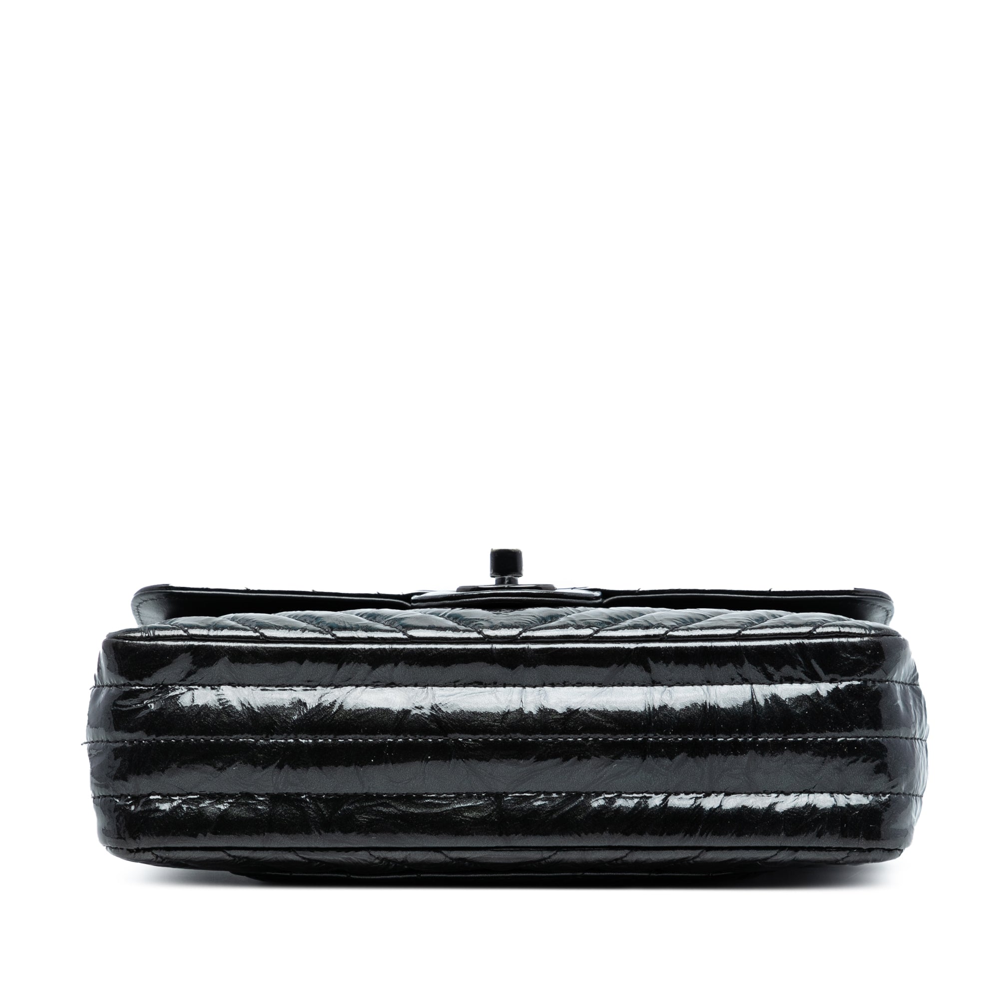 Small Classic Chevron Patent So Black Double Flap