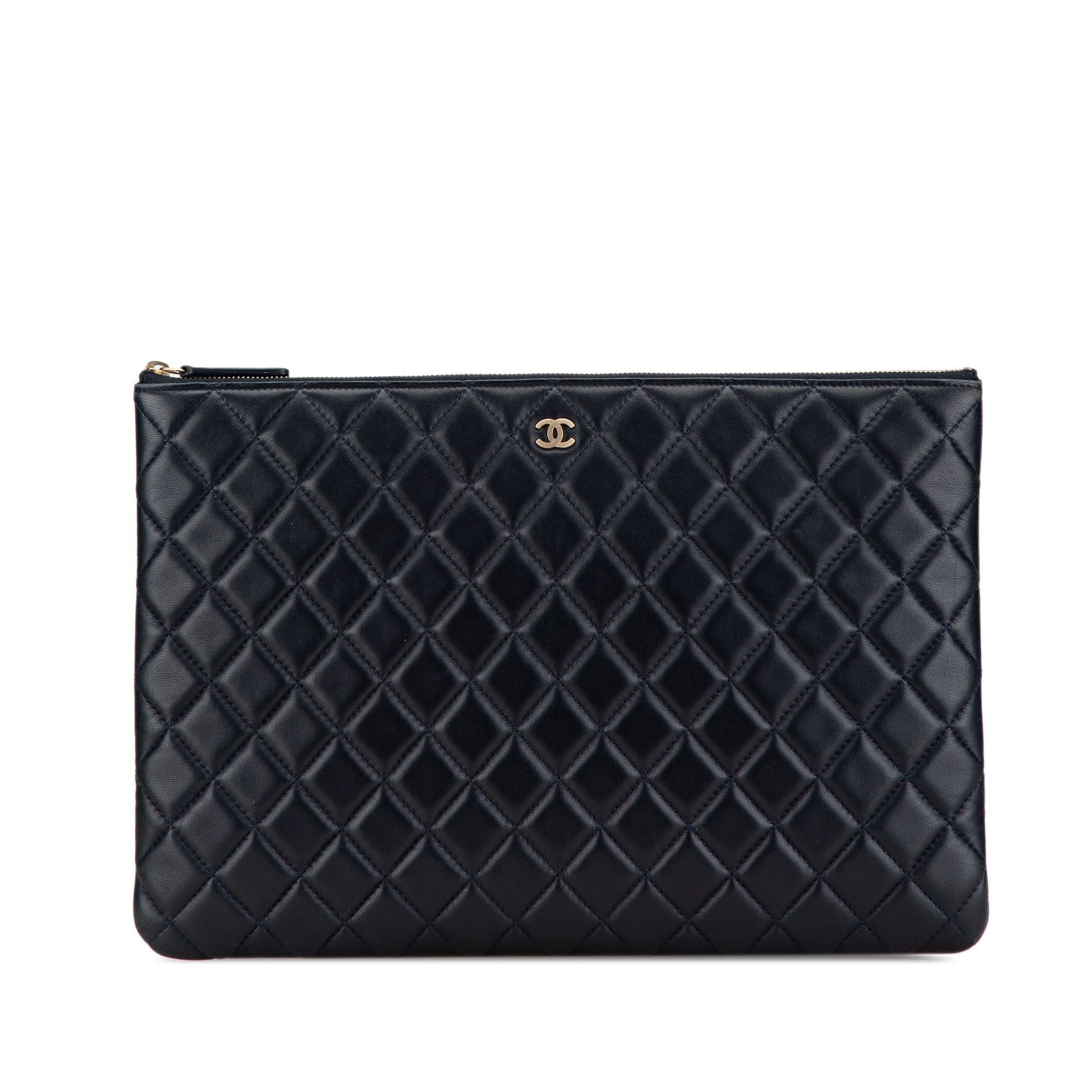 Large Quilted Lambskin O Case Clutch