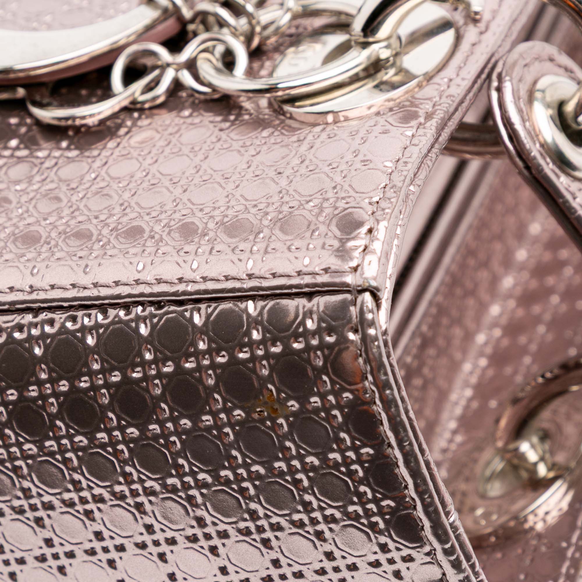 Medium Metallic Patent Microcannage Lady Dior