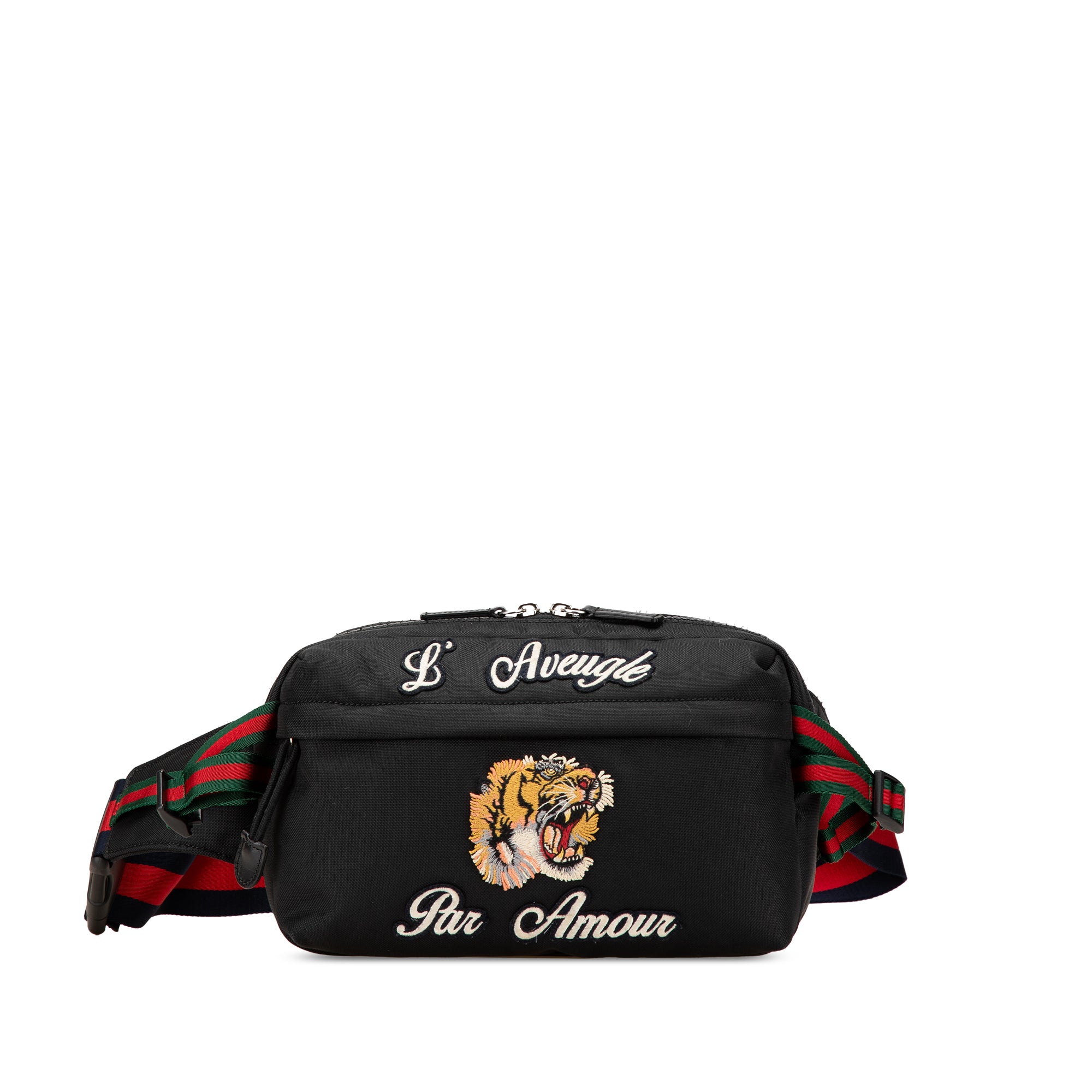 Techno Canvas Web L Aveugle Par Amour Embroidered Belt Bag
