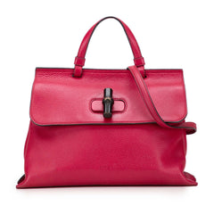 Medium Leather Bamboo Daily Satchel
