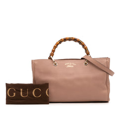 Medium Calfskin Bamboo Shopper Satchel