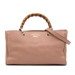 Medium Calfskin Bamboo Shopper Satchel