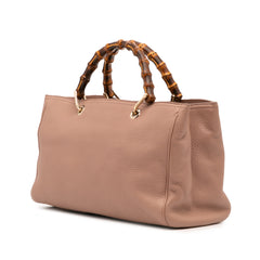 Medium Calfskin Bamboo Shopper Satchel