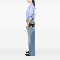 Pebbled Calfskin Rockstud Flip Lock Wallet On Chain