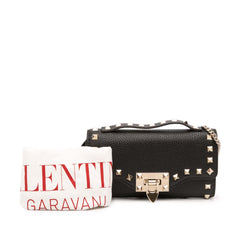 Pebbled Calfskin Rockstud Flip Lock Wallet On Chain