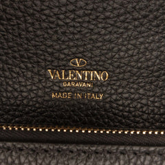 Pebbled Calfskin Rockstud Flip Lock Wallet On Chain