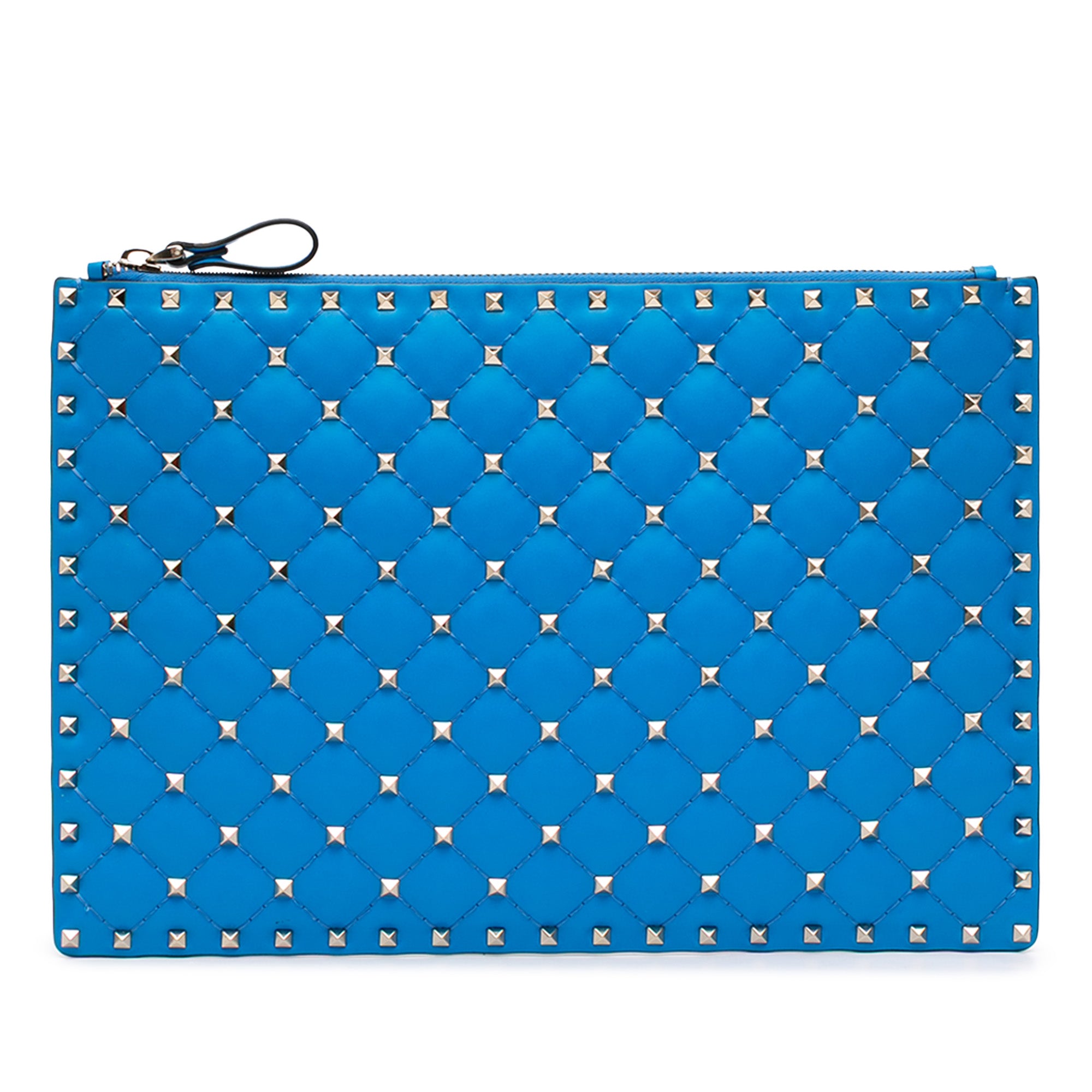 Large Nappa Rockstud Spike Flat Pouch