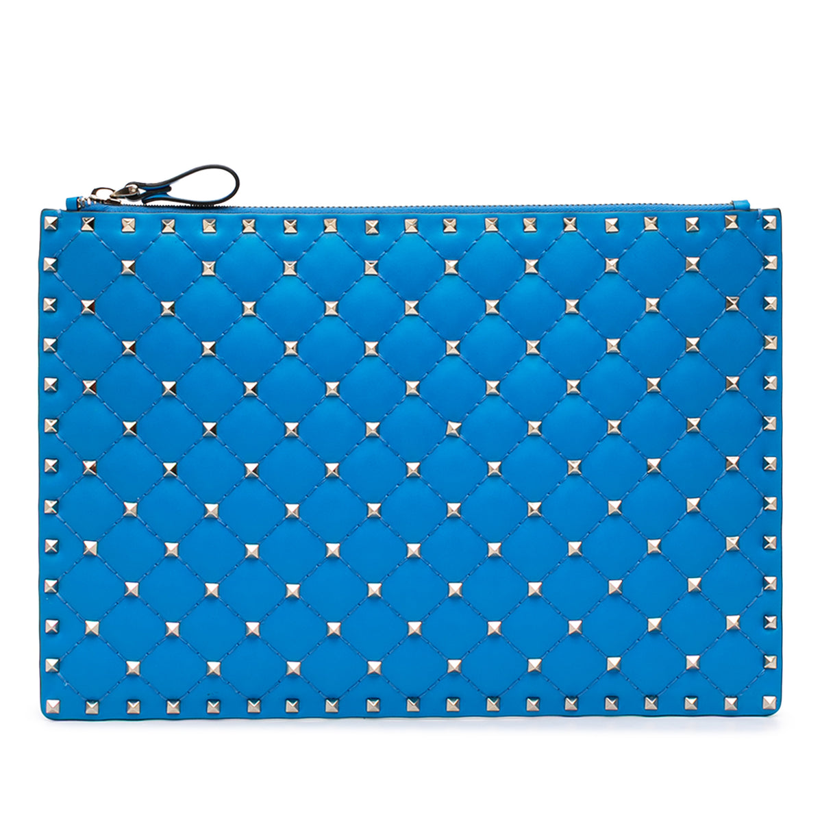 Large Nappa Rockstud Spike Flat Pouch