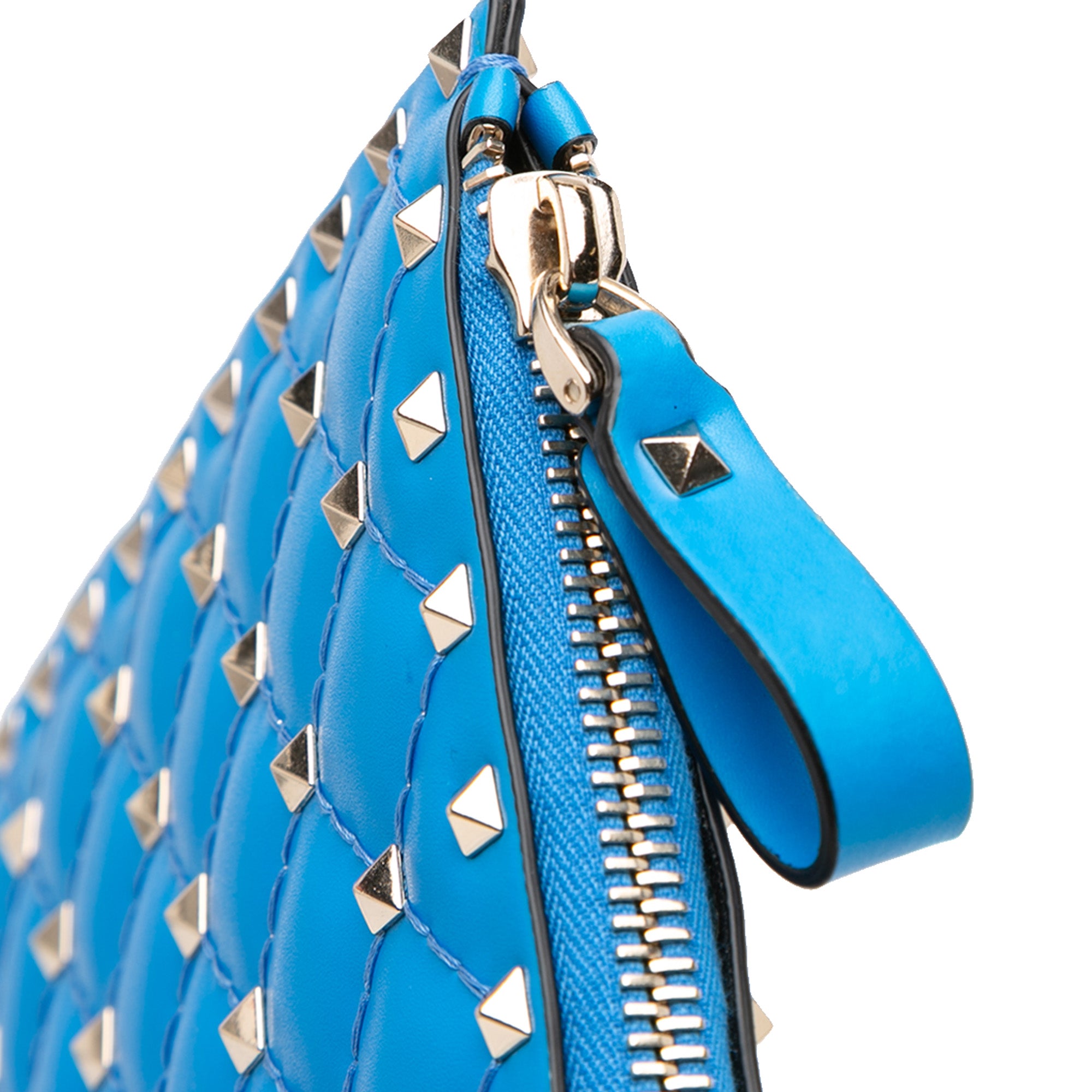 Large Nappa Rockstud Spike Flat Pouch