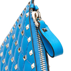 Large Nappa Rockstud Spike Flat Pouch