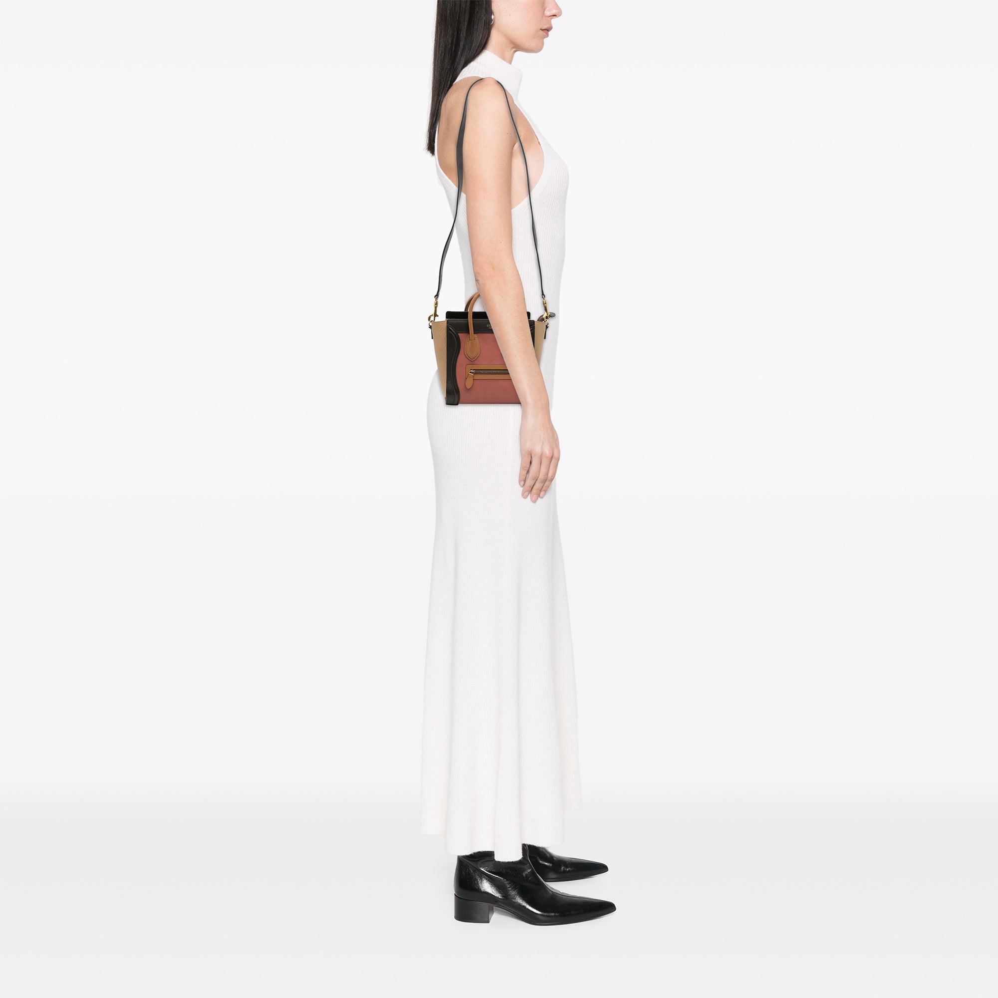 Nano Tricolor Leather Luggage Tote