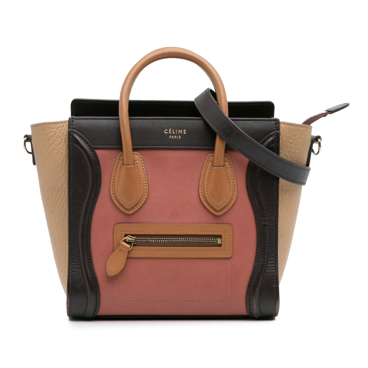 Nano Tricolor Leather Luggage Tote