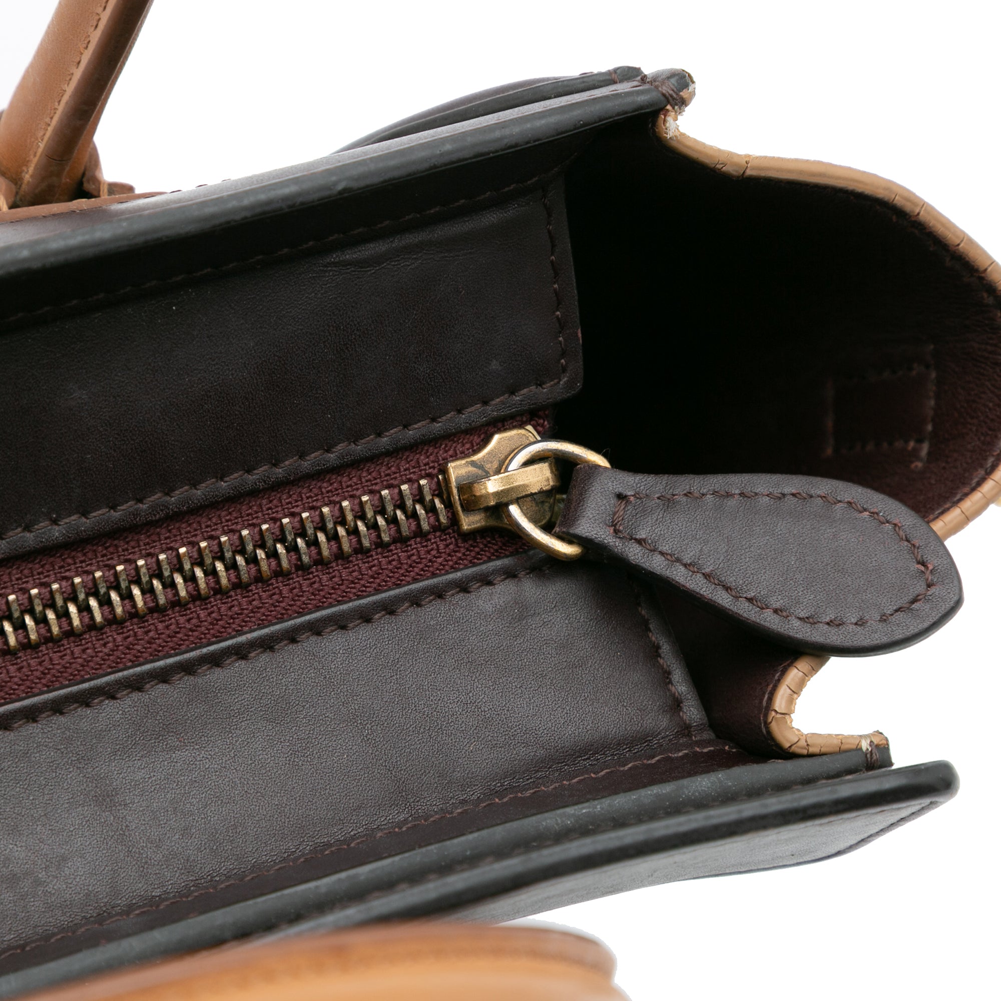 Nano Tricolor Leather Luggage Tote