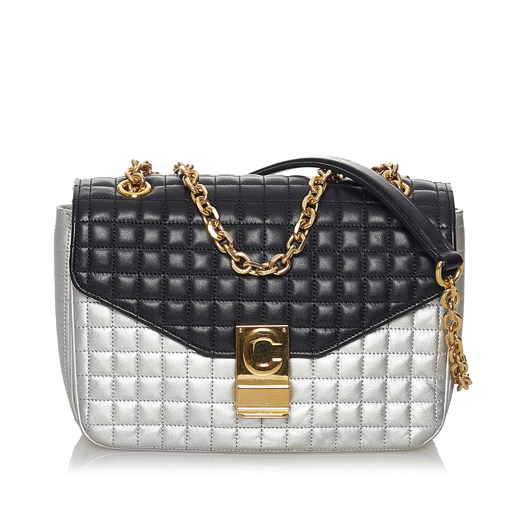 Medium Bicolor C Quilted Leather Shoulder Bag_0