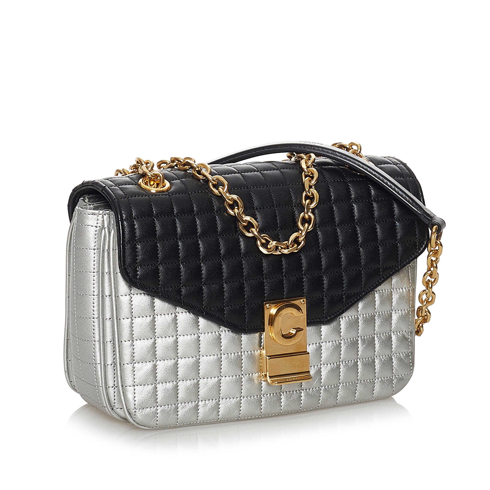 Medium Bicolor C Quilted Leather Shoulder Bag_1