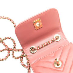 Mini Chevron Lambskin Trendy CC Chain Wallet