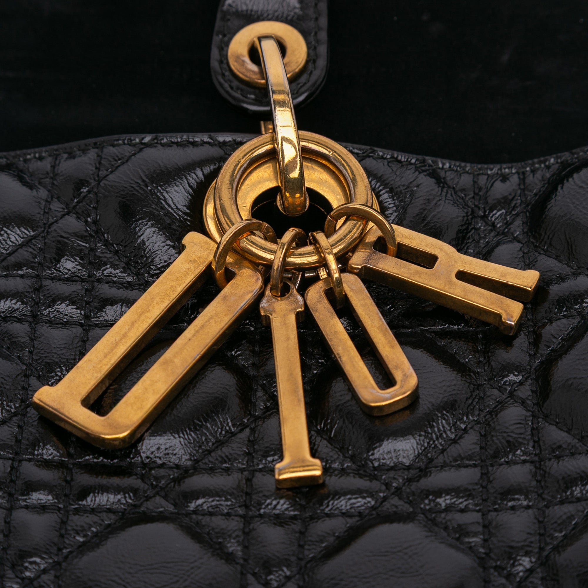 Large Crinkled Patent Cannage Lady Dior