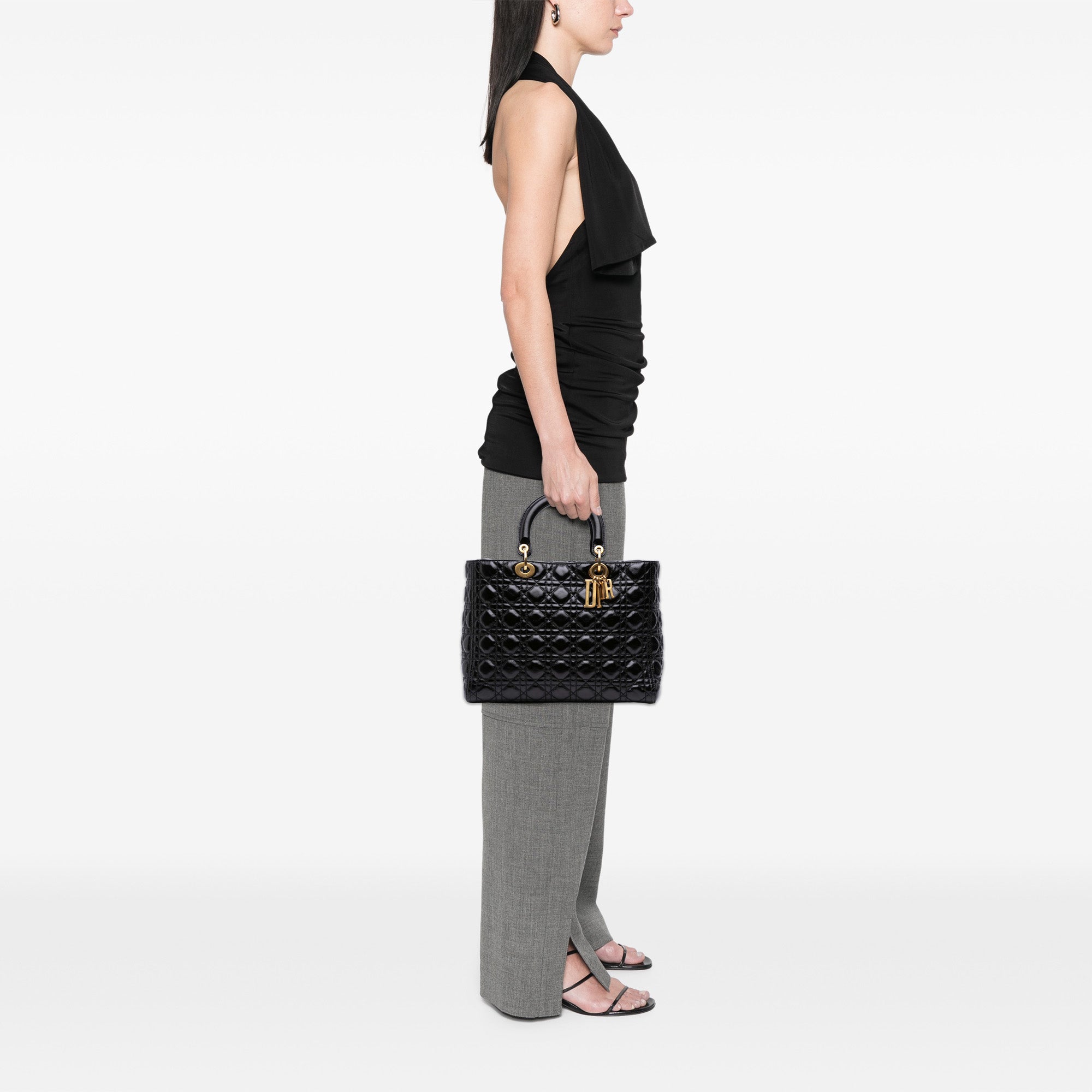 Large Crinkled Patent Cannage Lady Dior