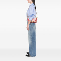 Zucca Embroidered Canvas Baguette Satchel