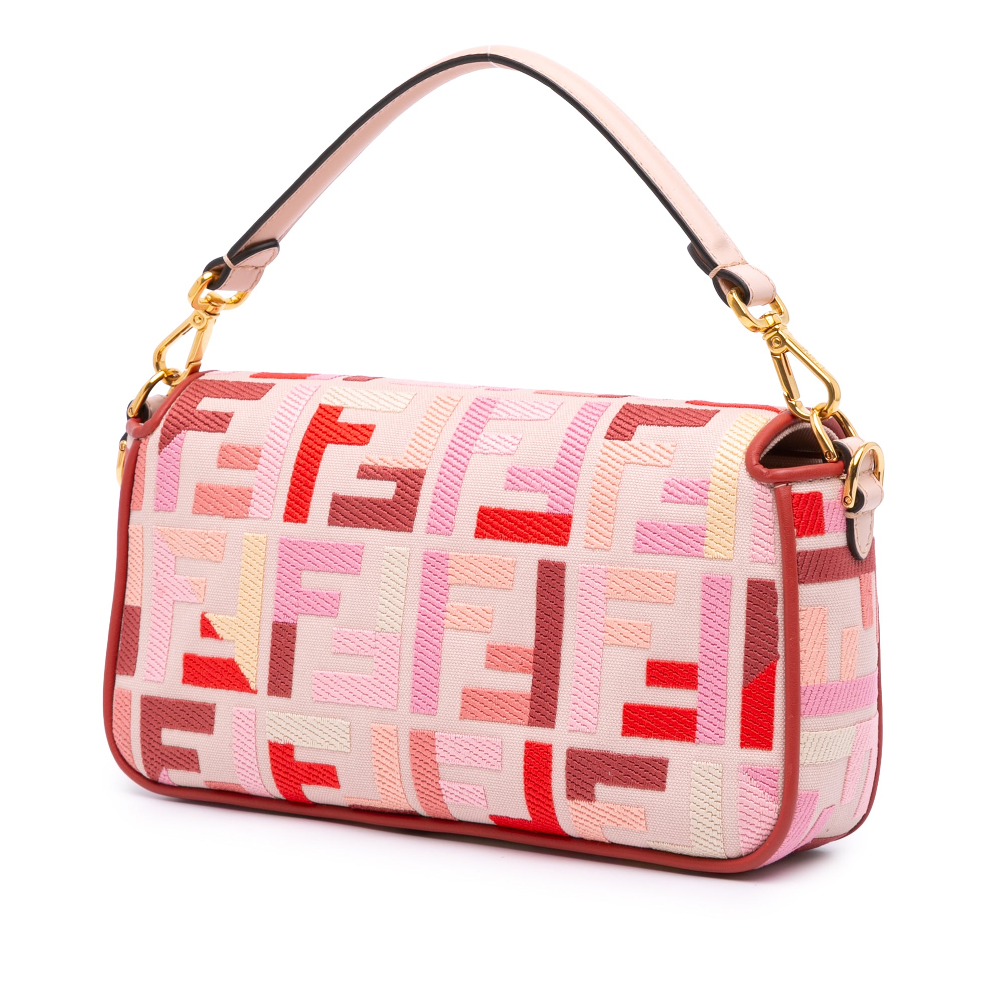 Zucca Embroidered Canvas Baguette Satchel