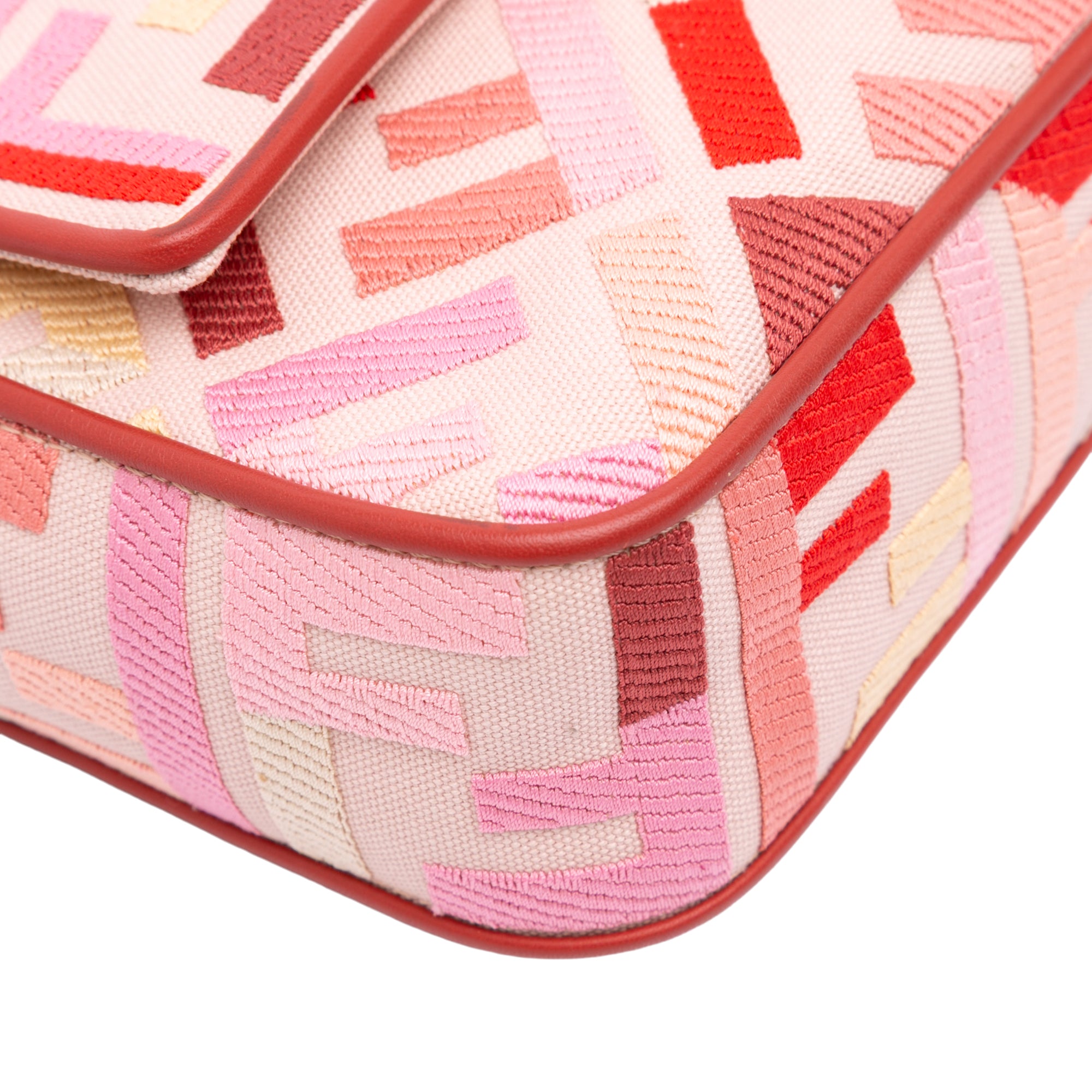 Zucca Embroidered Canvas Baguette Satchel