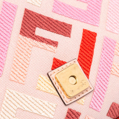 Zucca Embroidered Canvas Baguette Satchel