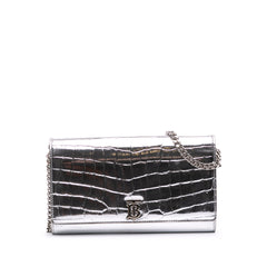 Croc Embossed Metallic Calfskin Hannah Wallet On Chain