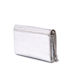 Croc Embossed Metallic Calfskin Hannah Wallet On Chain