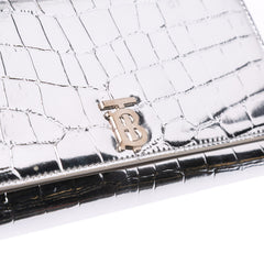 Croc Embossed Metallic Calfskin Hannah Wallet On Chain
