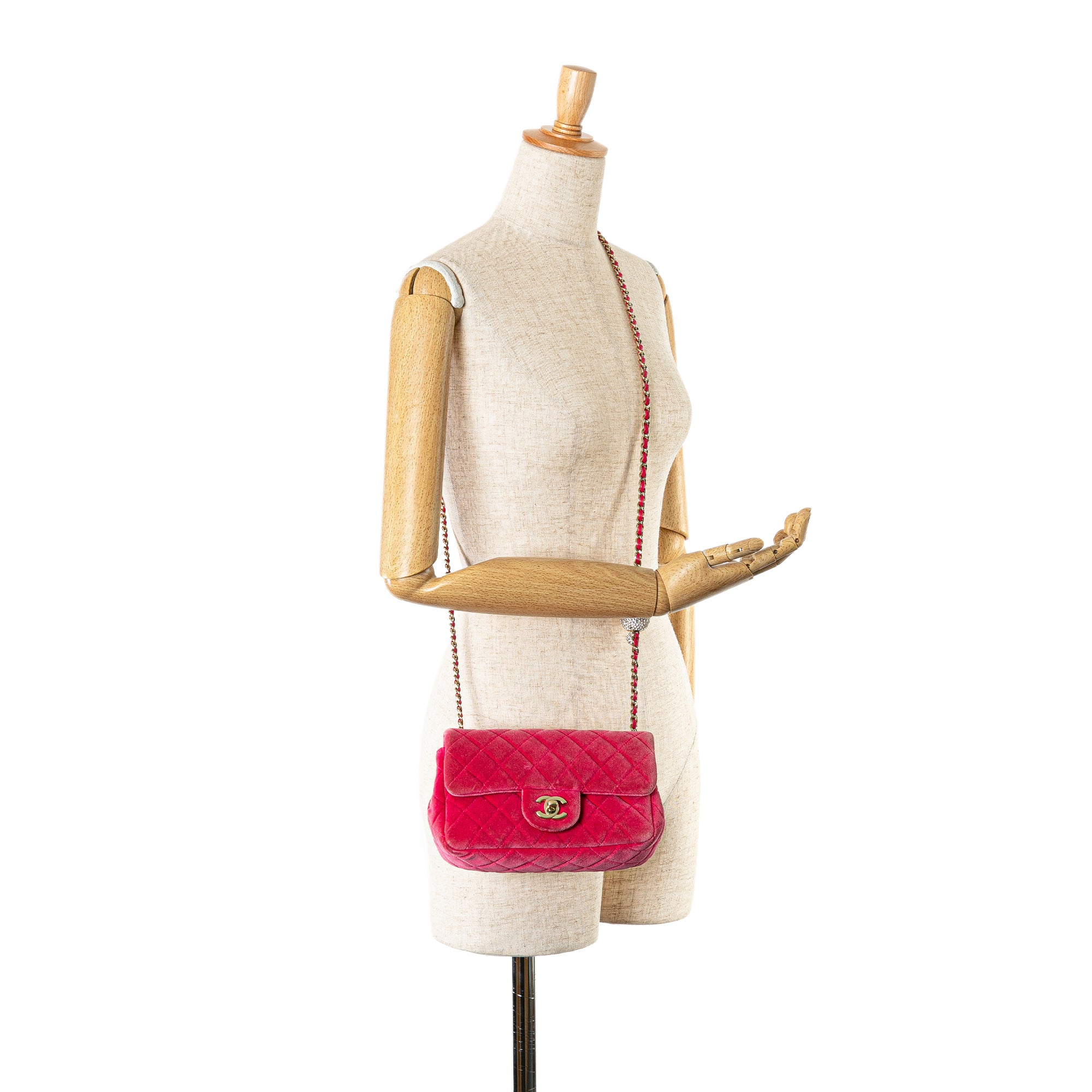 Mini Quilted Velvet Pearl Crush Single Flap