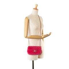 Mini Quilted Velvet Pearl Crush Single Flap