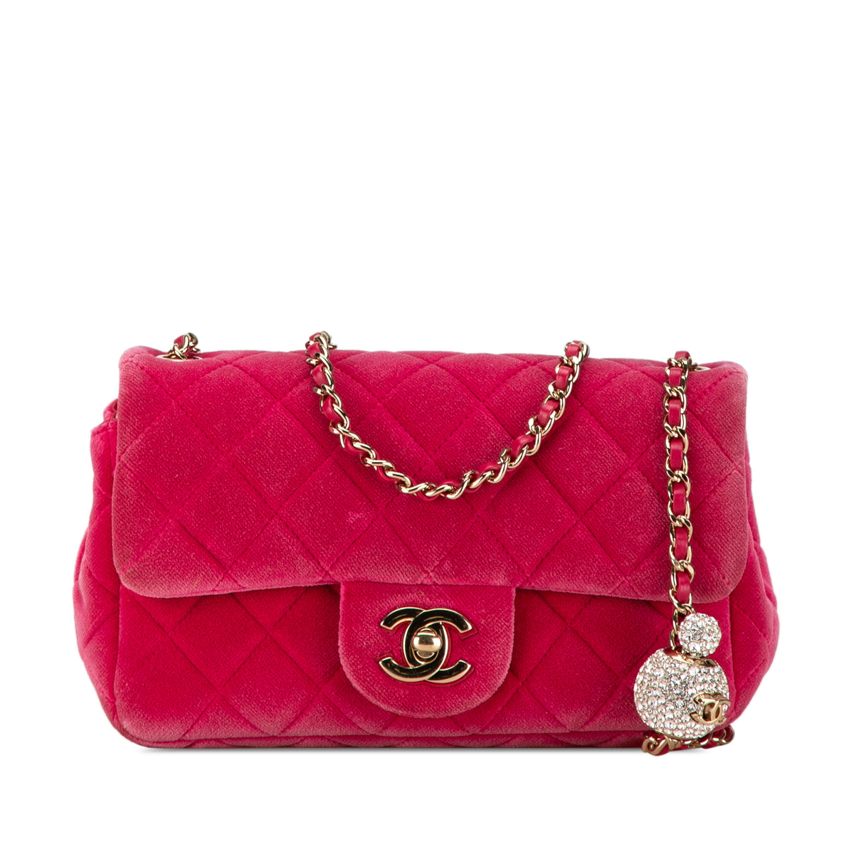 Mini Quilted Velvet Pearl Crush Single Flap