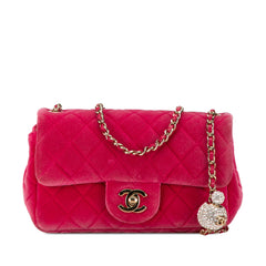 Mini Quilted Velvet Pearl Crush Single Flap