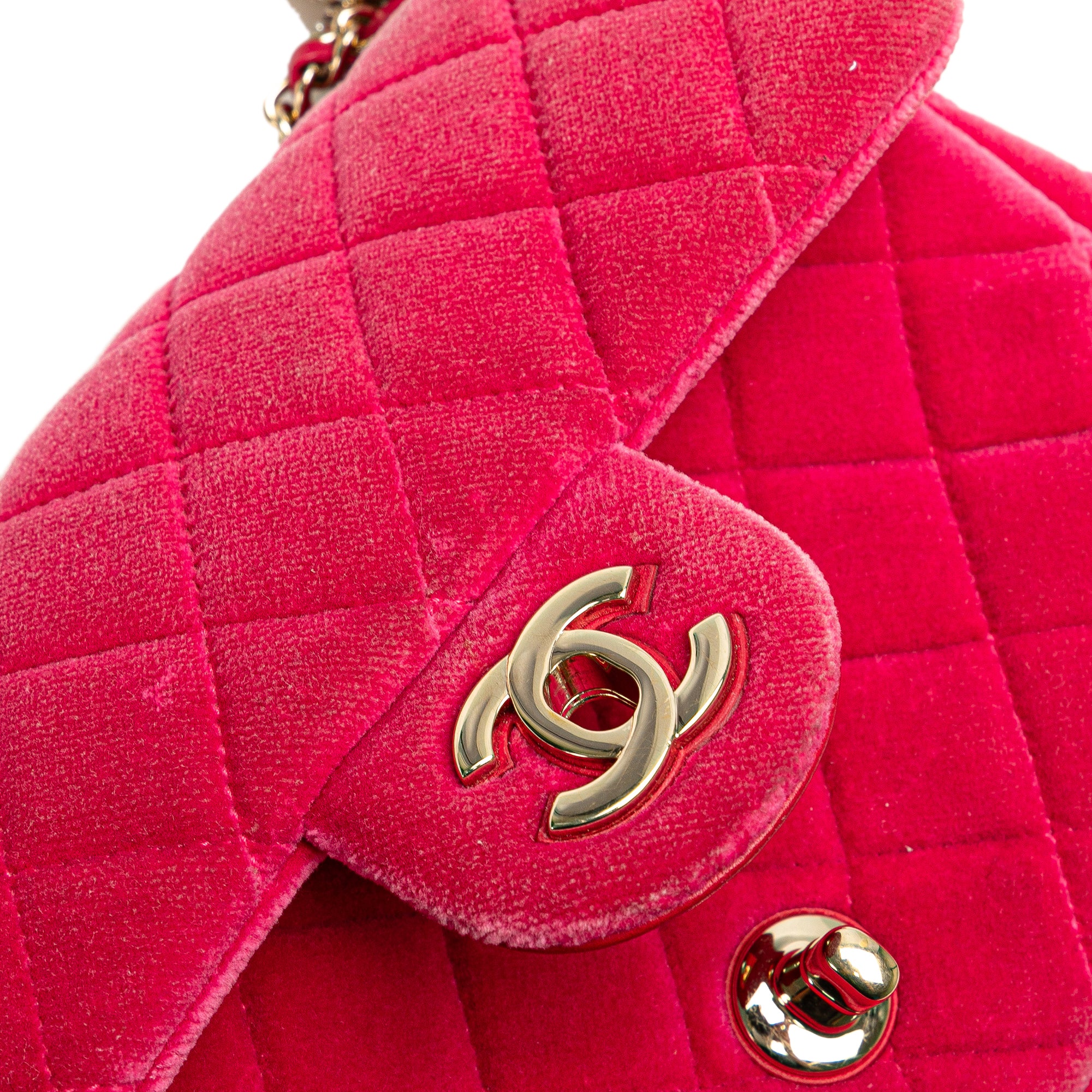 Mini Quilted Velvet Pearl Crush Single Flap