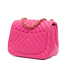 Mini Square Classic Chevron Lambskin Single Flap