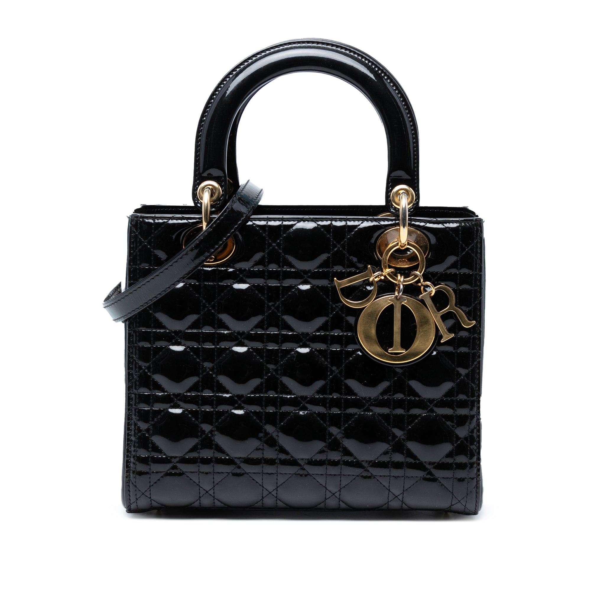 Medium Patent Cannage Lady Dior