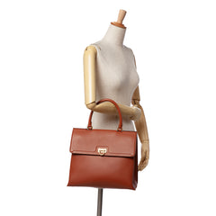 Leather Gancini Trifolio Top Handle Bag