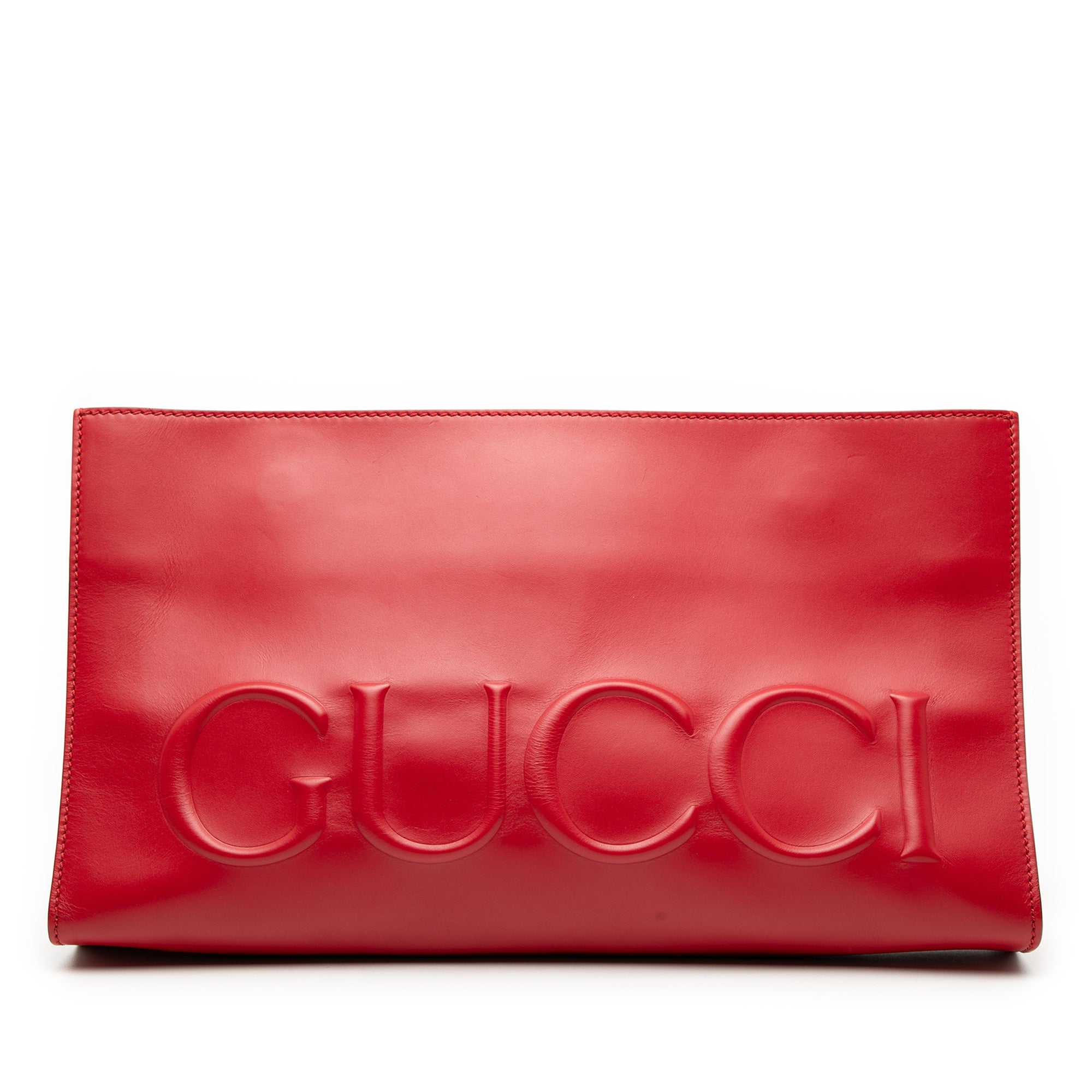 Embossed Leather Logo Clutch