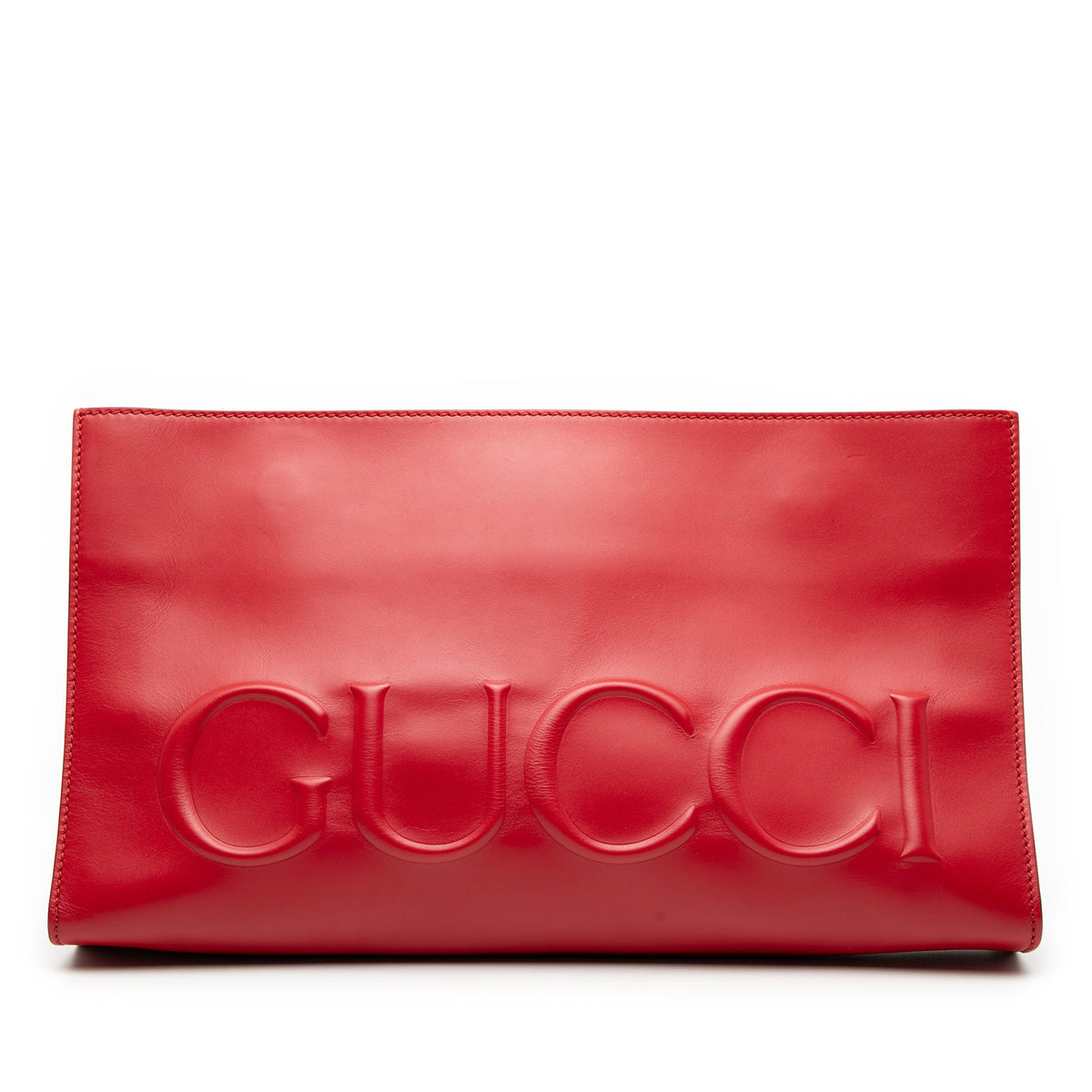 Embossed Leather Logo Clutch