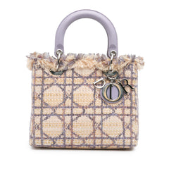 Medium Tweed Cannage Fringe Lady Dior