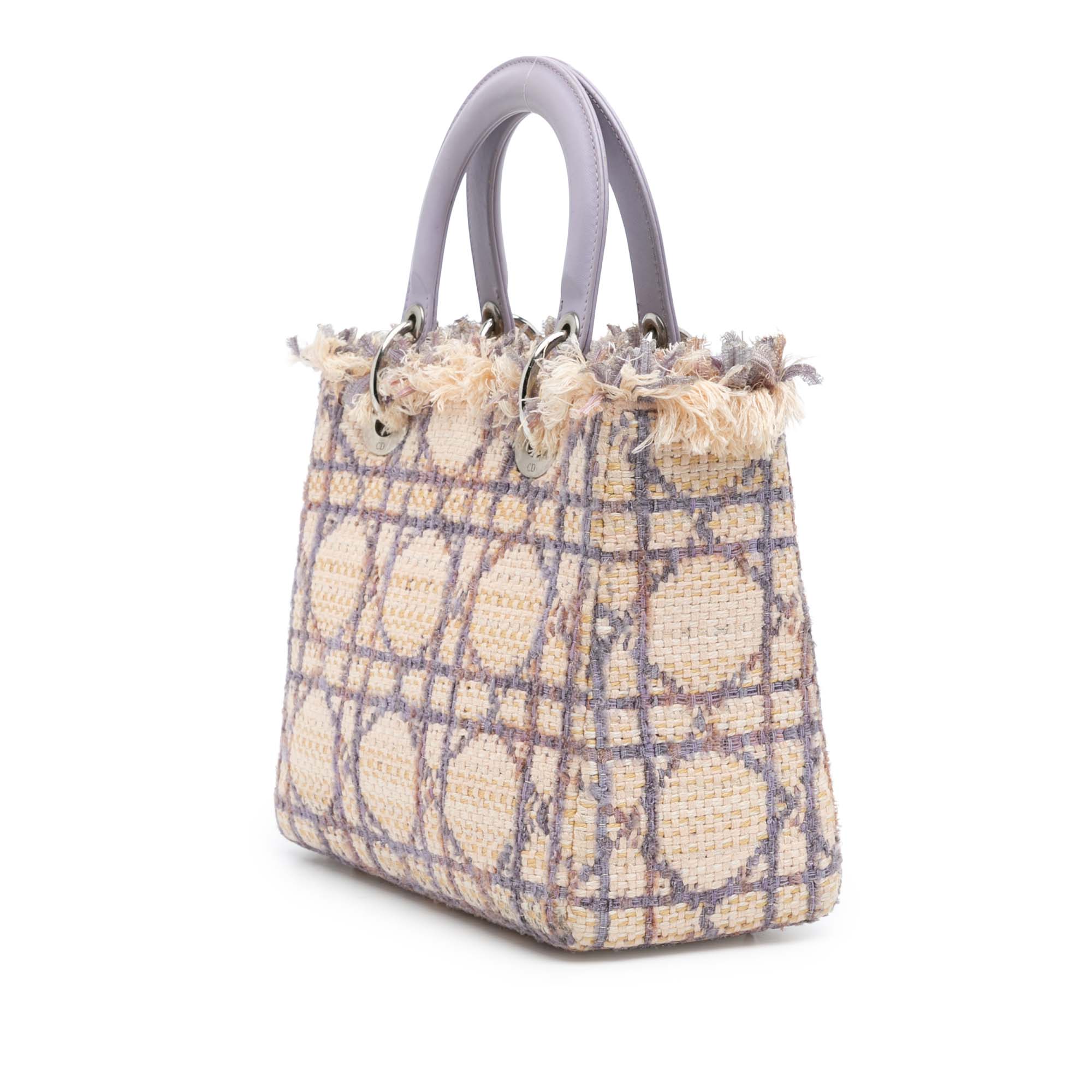 Medium Tweed Cannage Fringe Lady Dior