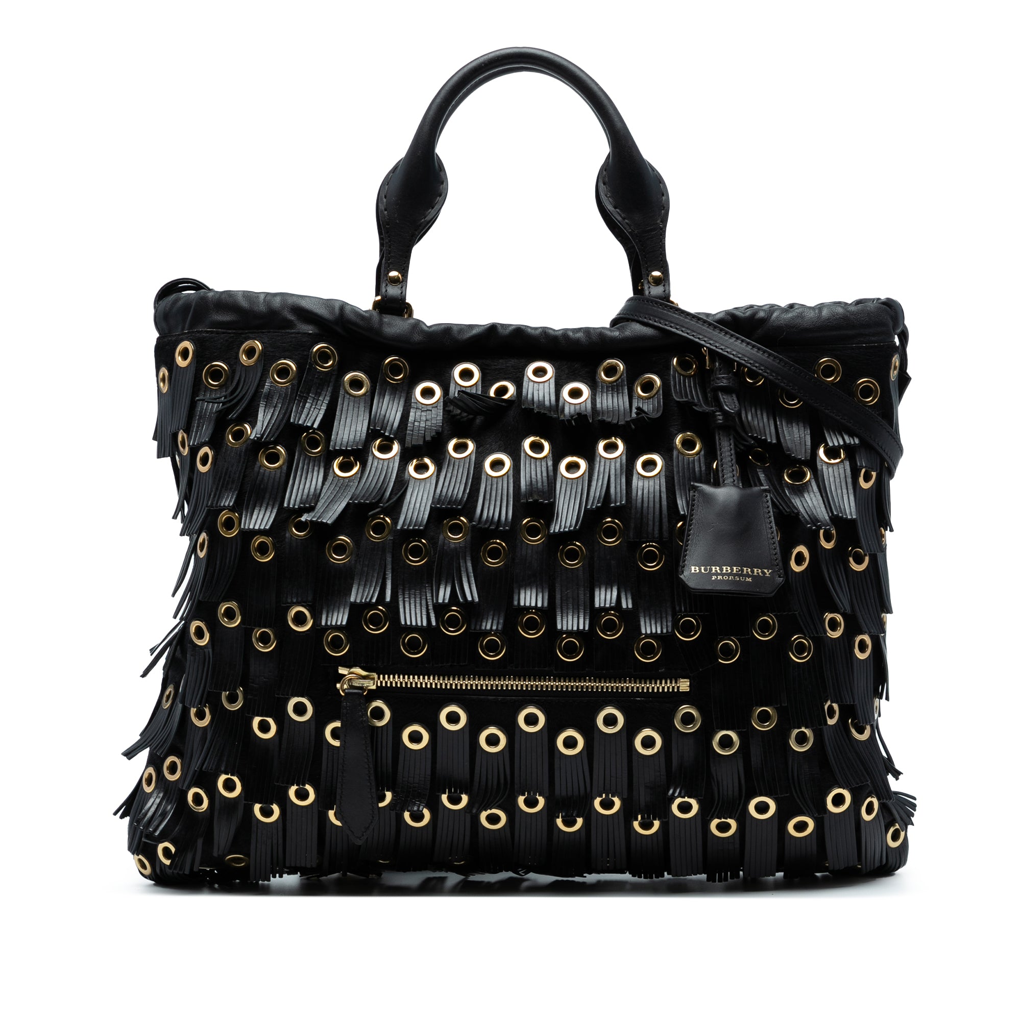 Calf Hair and Leather Grommet Fringe Big Crush Tote