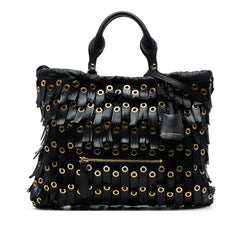 Calf Hair and Leather Grommet Fringe Big Crush Tote