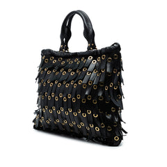 Calf Hair and Leather Grommet Fringe Big Crush Tote