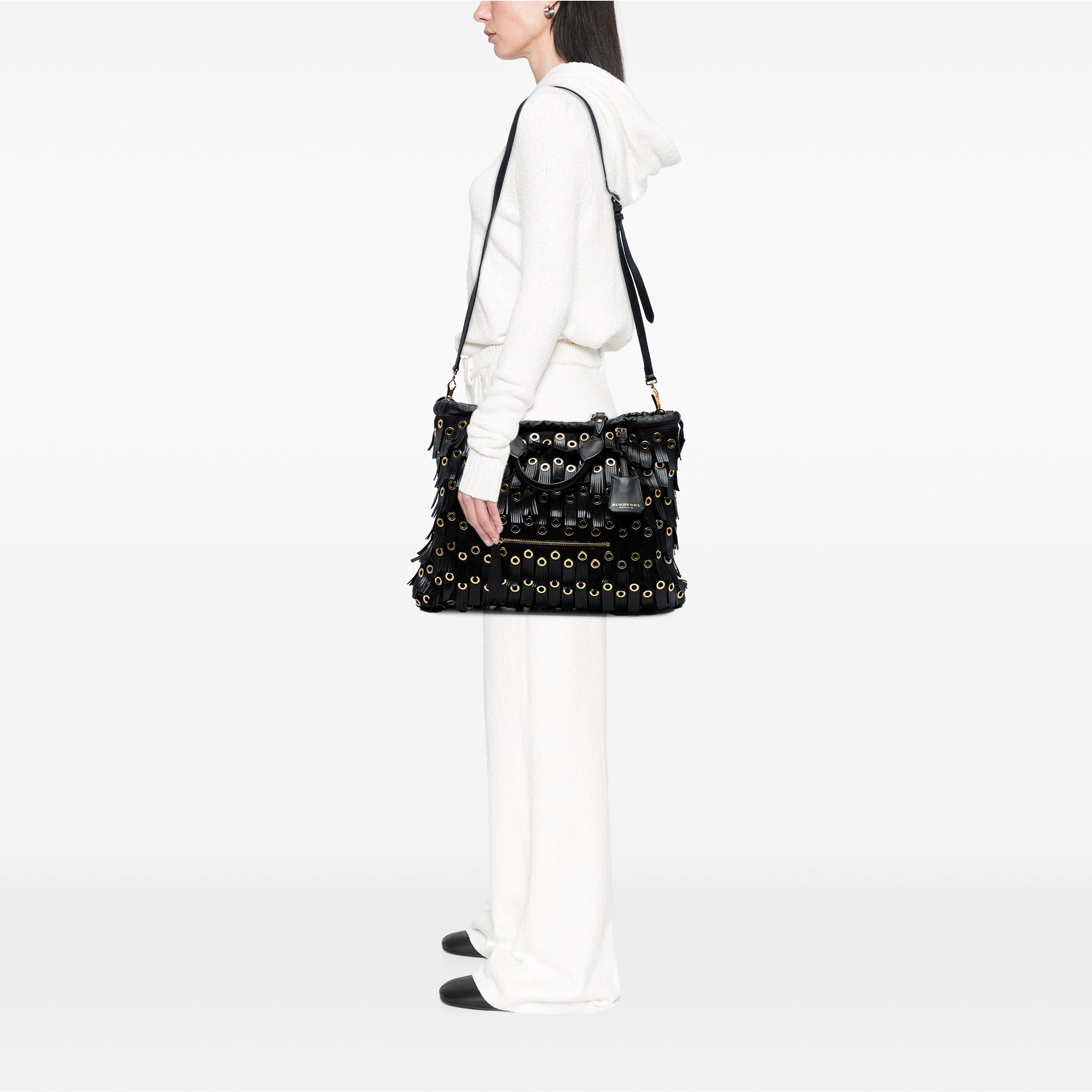 Calf Hair and Leather Grommet Fringe Big Crush Tote